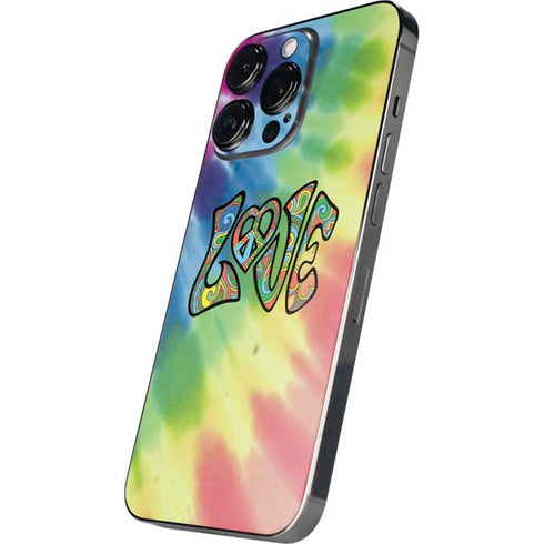 Liquid Blue Tie Dye Peace & Love iPhone 14 Pro Max Skin