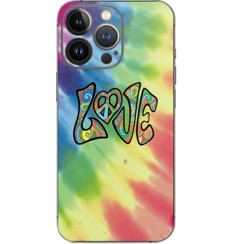 Liquid Blue Tie Dye Peace & Love iPhone 14 Pro Skin