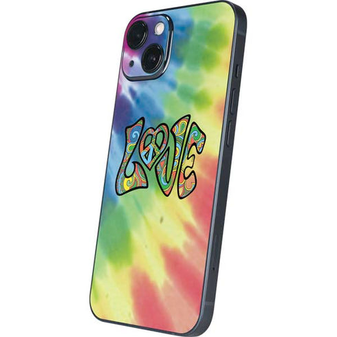 Liquid Blue Tie Dye Peace & Love iPhone 14 Skin