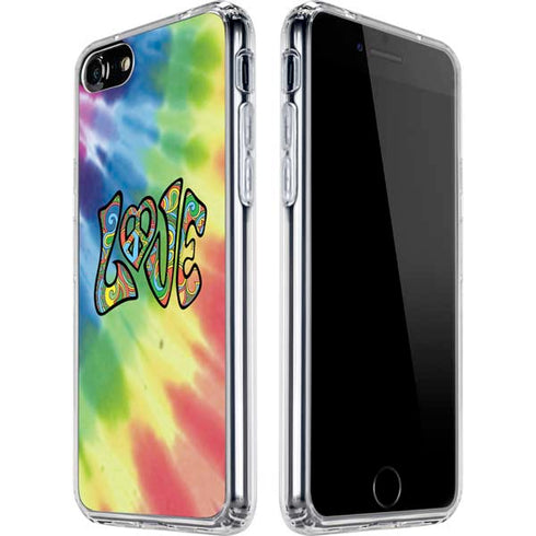 Liquid Blue Tie Dye Peace & Love iPhone SE (2nd & 3rd Gen) Clear Case