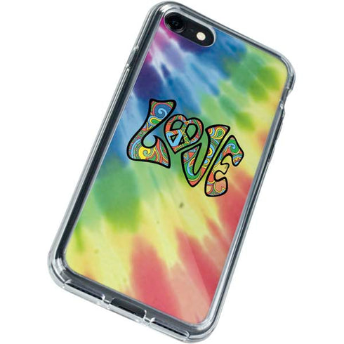 Liquid Blue Tie Dye Peace & Love iPhone SE (2nd & 3rd Gen) Clear Case