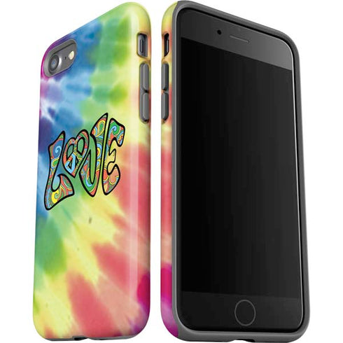Liquid Blue Tie Dye Peace & Love iPhone SE (2nd & 3rd Gen) Pro Case