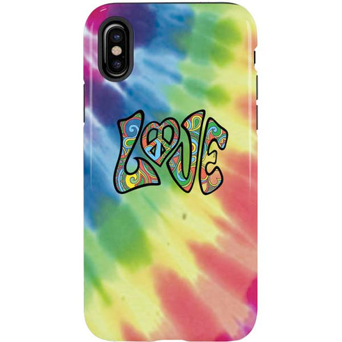 Liquid Blue Tie Dye Peace & Love iPhone X Pro Case