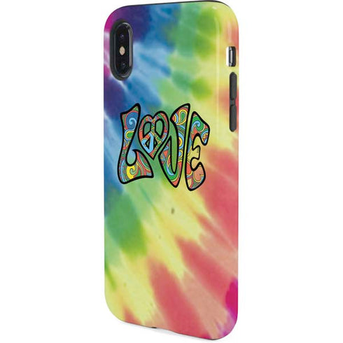 Liquid Blue Tie Dye Peace & Love iPhone X Pro Case