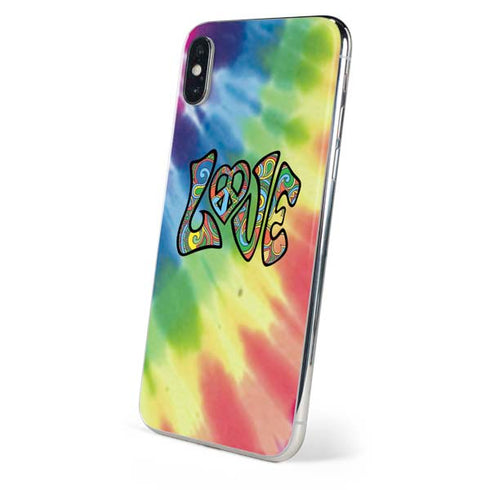 Liquid Blue Tie Dye Peace & Love iPhone X Skin