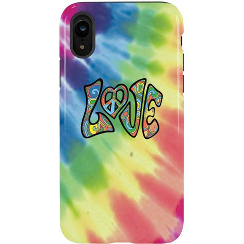 Liquid Blue Tie Dye Peace & Love iPhone XR Pro Case