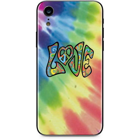 Liquid Blue Tie Dye Peace & Love iPhone XR Skin