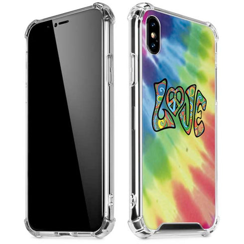 Liquid Blue Tie Dye Peace & Love iPhone XS Max Clear Case