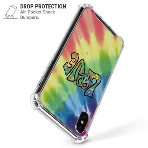Liquid Blue Tie Dye Peace & Love iPhone XS Max Clear Case
