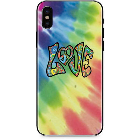 Liquid Blue Tie Dye Peace & Love iPhone XS Max Skin