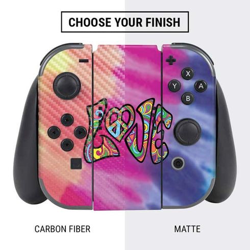 Liquid Blue Tie Dye Peace & Love Nintendo Switch Bundle Skin