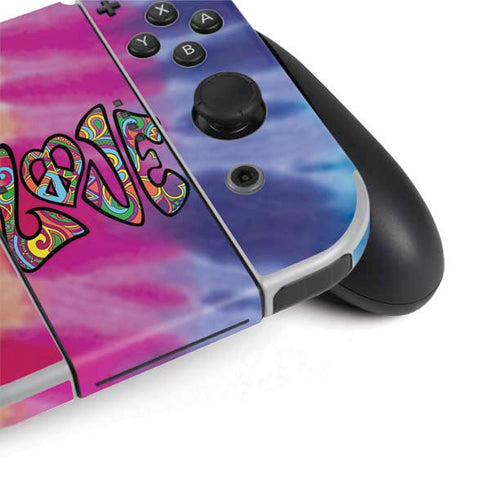Liquid Blue Tie Dye Peace & Love Nintendo Switch OLED (2021) Skin