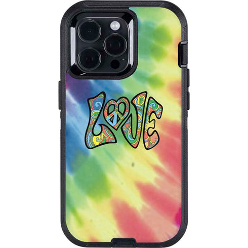 Liquid Blue Tie Dye Peace & Love Otterbox Defender iPhone Skin