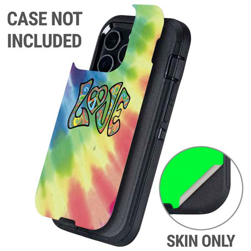 Liquid Blue Tie Dye Peace & Love Otterbox Defender iPhone Skin