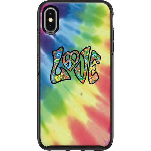 Liquid Blue Tie Dye Peace & Love Otterbox Symmetry iPhone Skin