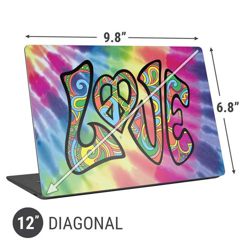 Liquid Blue Tie Dye Peace & Love Universal Laptop 12in (9.8 x 6.8in) Skin