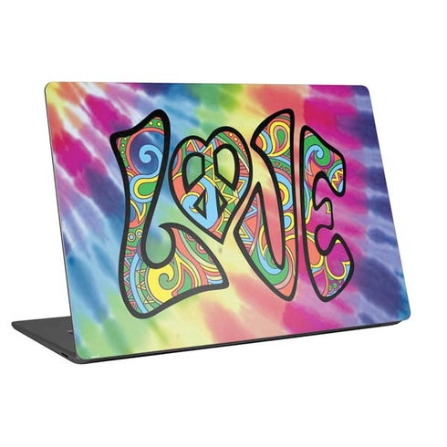 Liquid Blue Tie Dye Peace & Love Universal Laptop 15in (12.2 x 8.8in) Skin