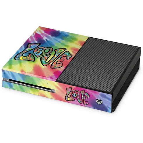 Liquid Blue Tie Dye Peace & Love Xbox One Console Skin