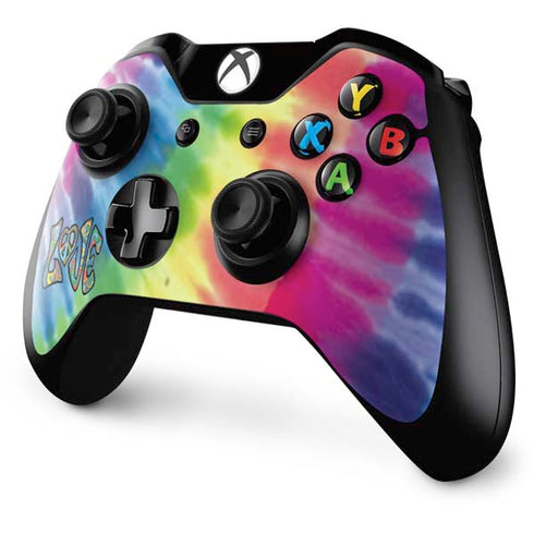 Liquid Blue Tie Dye Peace & Love Xbox One Controller Skin