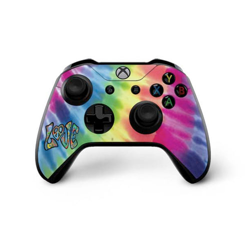 Liquid Blue Tie Dye Peace & Love Xbox One X Bundle Skin