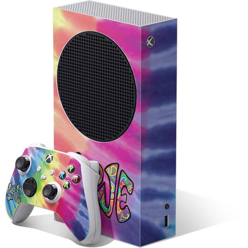 Liquid Blue Tie Dye Peace & Love Xbox Series S Skins