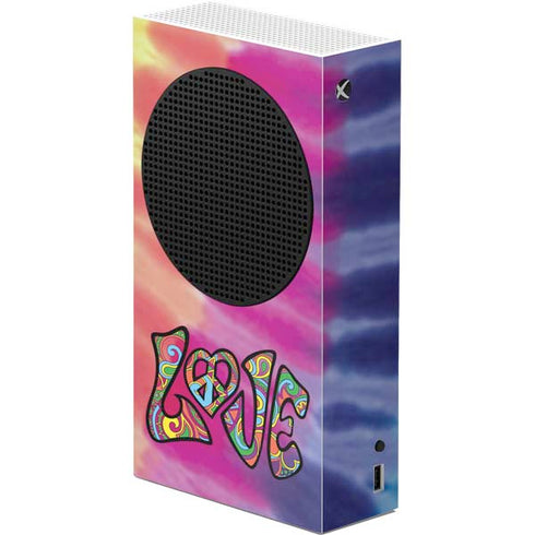 Liquid Blue Tie Dye Peace & Love Xbox Series S Console Skin