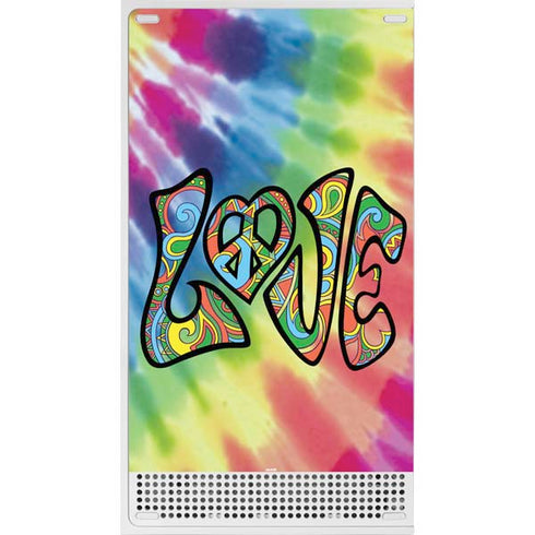 Liquid Blue Tie Dye Peace & Love Xbox Series S Console Skin