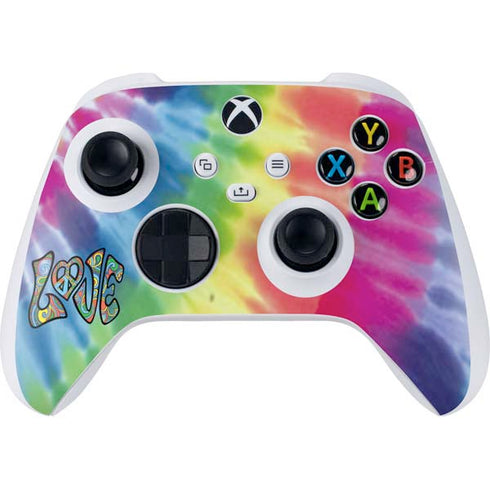 Liquid Blue Tie Dye Peace & Love Xbox Series S Controller Skin