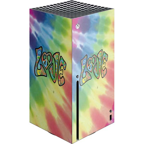 Liquid Blue Tie Dye Peace & Love Xbox Series X Console Skin