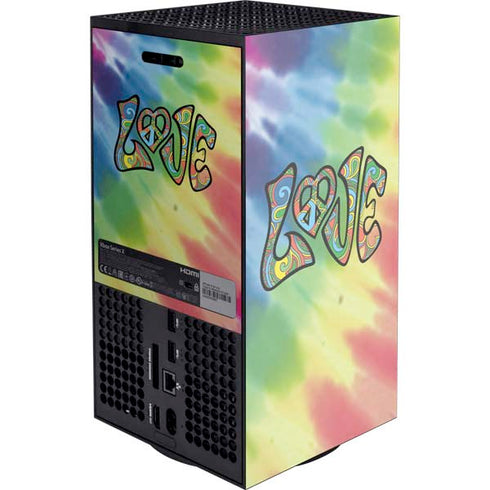 Liquid Blue Tie Dye Peace & Love Xbox Series X Console Skin