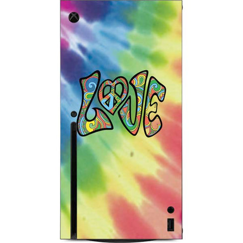 Liquid Blue Tie Dye Peace & Love Xbox Series X Console Skin