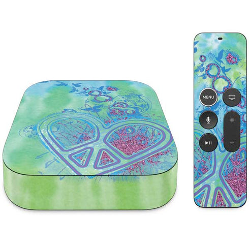 Liquid Blue Tie Dye Peace Heart Apple TV Skin