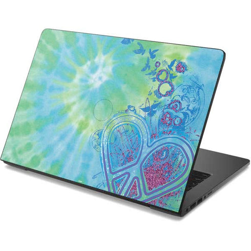 Liquid Blue Tie Dye Peace Heart Dell Chromebook Skin