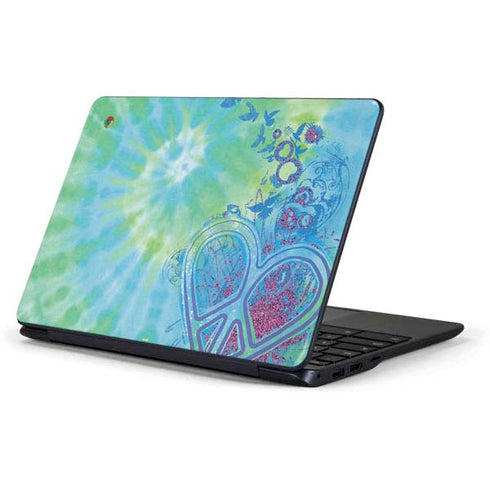 Liquid Blue Tie Dye Peace Heart Samsung Chromebook Skin