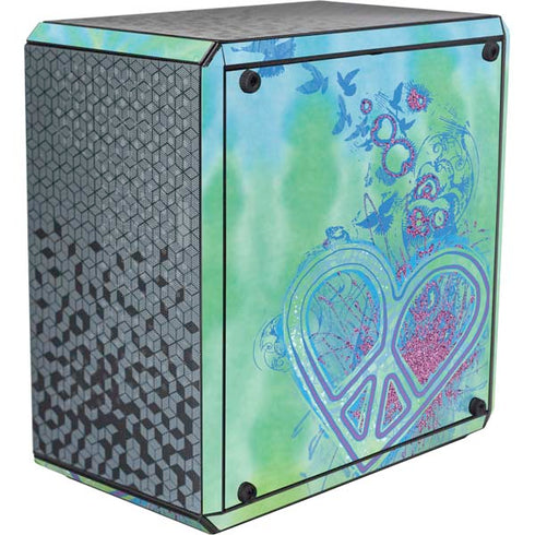 Liquid Blue Tie Dye Peace Heart Cooler Master MasterBox Q300L Mini Tower Skin
