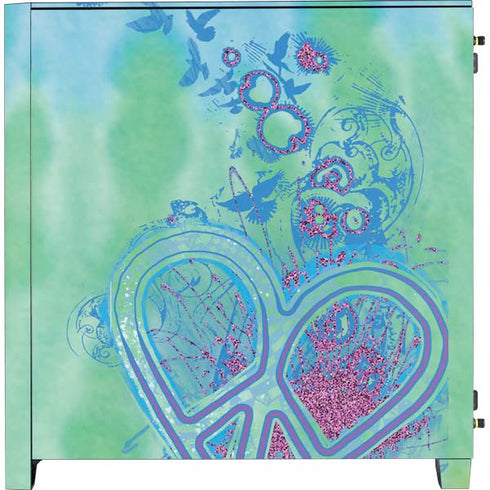 Liquid Blue Tie Dye Peace Heart Corsair 4000D Tempered Glass Mid-Tower ATX Case Skin