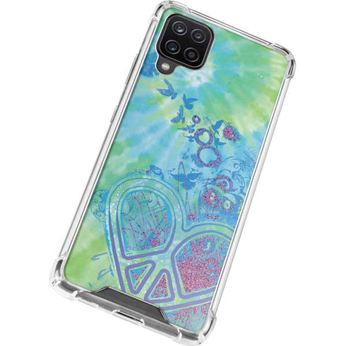 Liquid Blue Tie Dye Peace Heart Galaxy A12 Clear Case