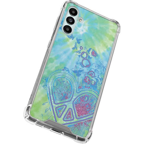Liquid Blue Tie Dye Peace Heart Galaxy A13 5G Clear Case