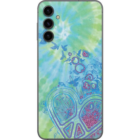 Liquid Blue Tie Dye Peace Heart Galaxy A14 5G Skin