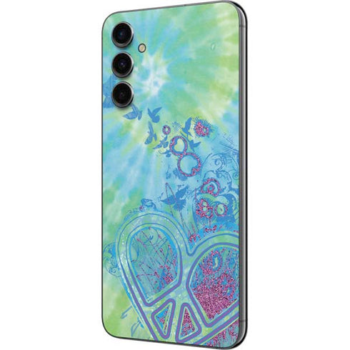 Liquid Blue Tie Dye Peace Heart Galaxy A14 5G Skin