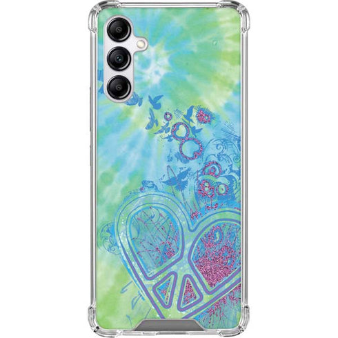 Liquid Blue Tie Dye Peace Heart Galaxy A15 5G Clear Case