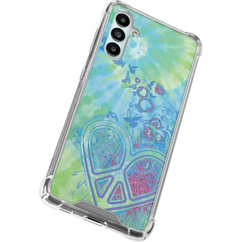 Liquid Blue Tie Dye Peace Heart Galaxy A15 5G Clear Case