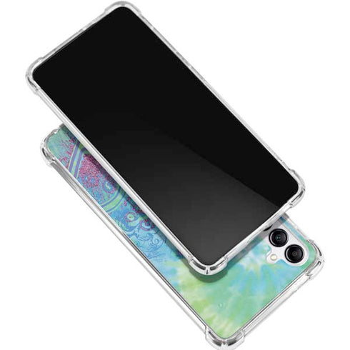 Liquid Blue Tie Dye Peace Heart Galaxy A15 5G Clear Case
