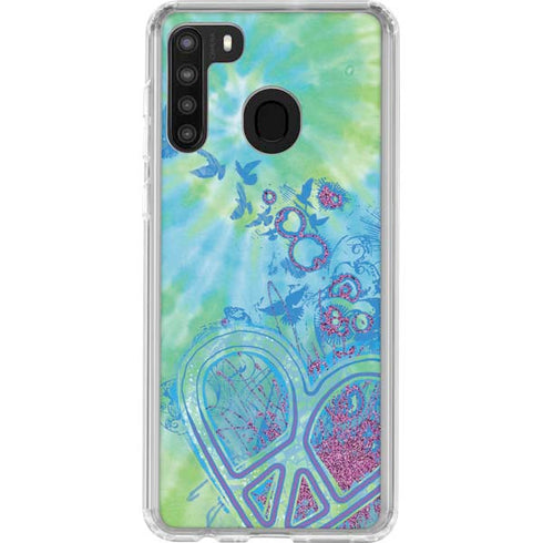 Liquid Blue Tie Dye Peace Heart Galaxy A21 Clear Case