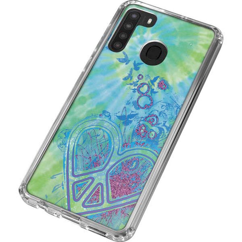Liquid Blue Tie Dye Peace Heart Galaxy A21 Clear Case