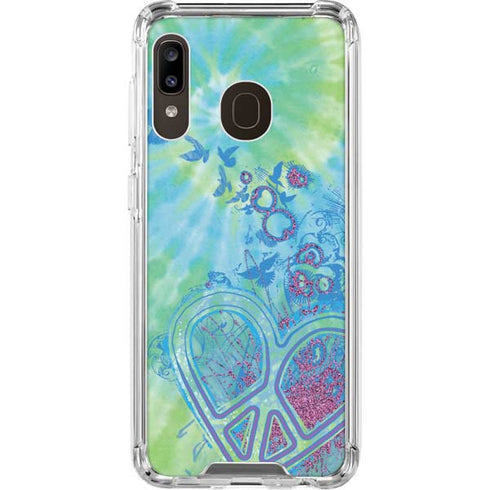 Liquid Blue Tie Dye Peace Heart Galaxy A30 Clear Case