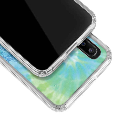 Liquid Blue Tie Dye Peace Heart Galaxy A30 Clear Case