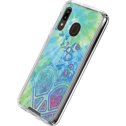 Liquid Blue Tie Dye Peace Heart Galaxy A30 Clear Case