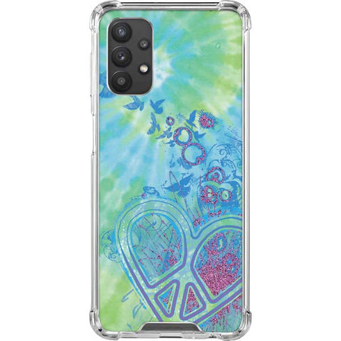 Liquid Blue Tie Dye Peace Heart Galaxy A32 5G Clear Case