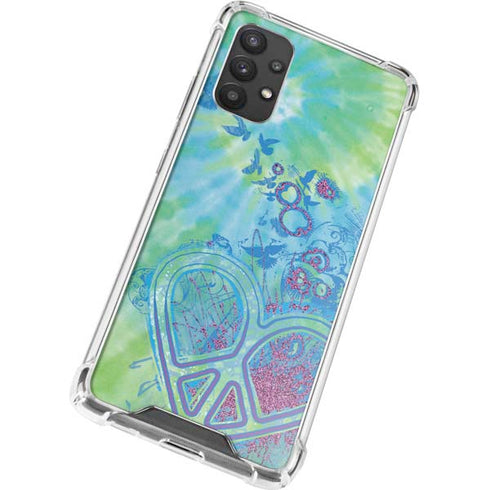 Liquid Blue Tie Dye Peace Heart Galaxy A32 5G Clear Case